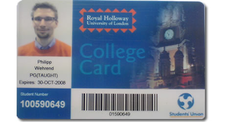 RHUL college card